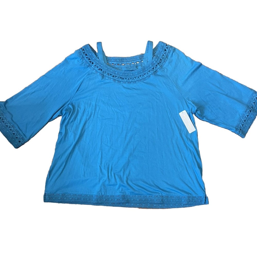 New Soft Surroundings Ava Top Women’s Size 3x Fjord Blue